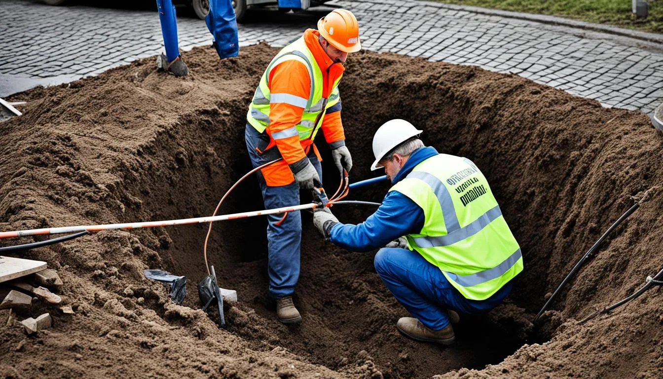 Kabel światłowodowy układany w wykopie w ziemi